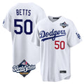 STECN LA.Dodgers #50 Mookie Betts Player White World Series Home Game Stitched Jerseys