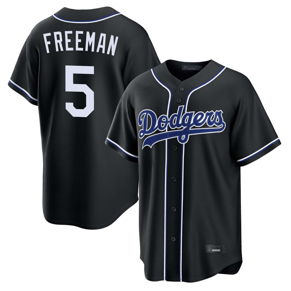 STECN LA.Dodgers #5 Freddie Freeman Player Black Carbon Limited Home Stitched Jerseys
