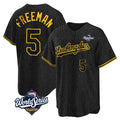 STECN LA.Dodgers #5 Freddie Freeman Player Black Gold World Series Limited Home Stitched Jerseys