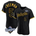 STECN LA.Dodgers #5 Freddie Freeman Player Black World Series Snake Skin City Limited Elite Home Stitched Jerseys