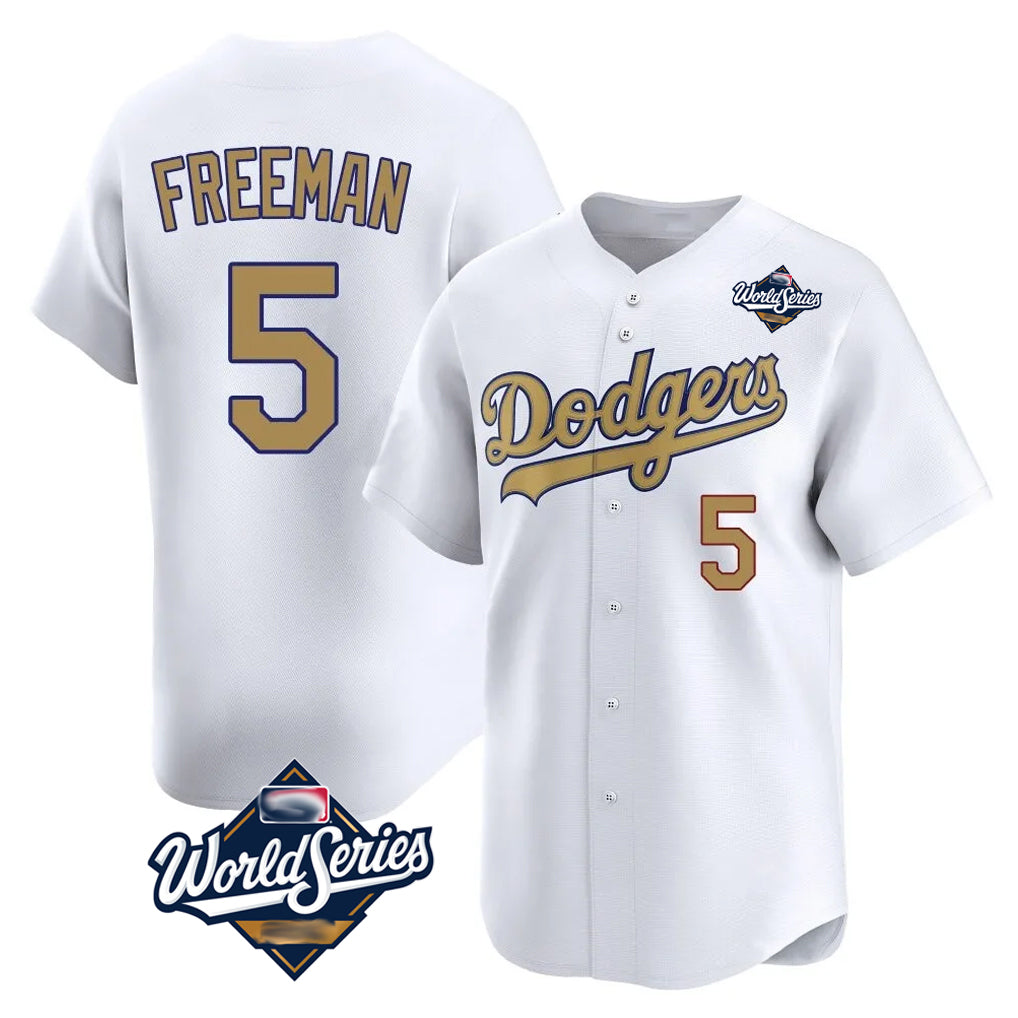 STECN LA.Dodgers #5 Freddie Freeman Player White World Series Collection Limited Home Stitched Jerseys