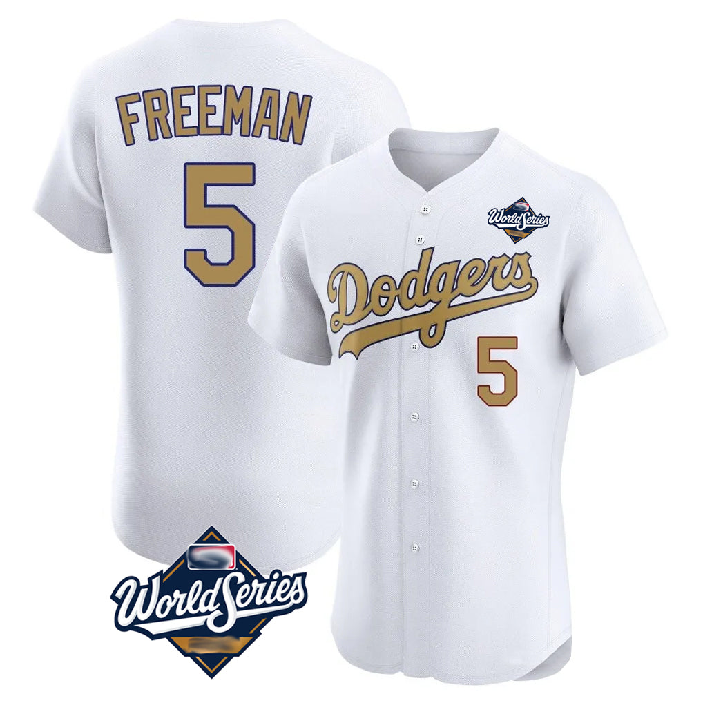 STECN LA.Dodgers #5 Freddie Freeman Player White World Series Limited Elite Home Stitched Jerseys