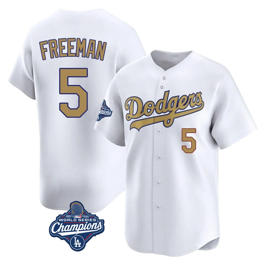 STECN LA.Dodgers #5 Freddie Freeman Player White World Series Meet Collection Limited Home Stitched Jerseys