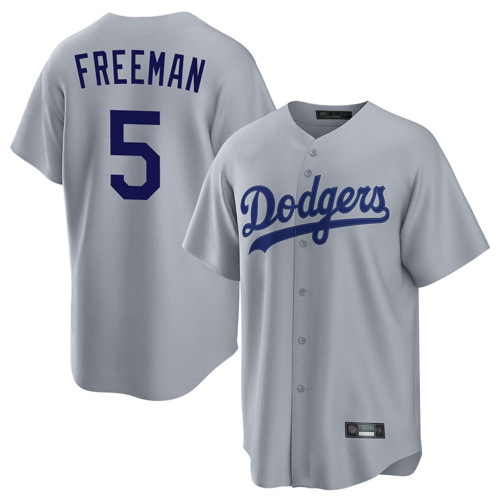 STECN LA.Dodgers #5 Freddie Freeman Player Gray Game Stitched Jerseys