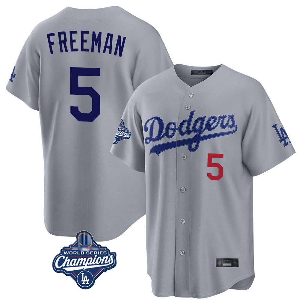 STECN LA.Dodgers #5 Freddie Freeman Player Gray World Series Meet Game Home Stitched Jerseys
