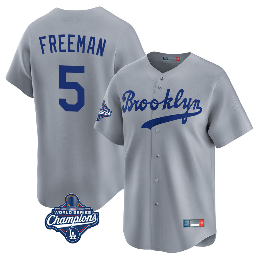 STECN LA.Dodgers #5 Freddie Freeman Player Gray World Series Meet Game Limited Home Stitched Jerseys