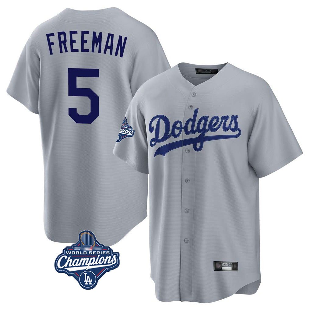 STECN LA.Dodgers #5 Freddie Freeman Player Gray World Series Meet Game Stitched Jerseys