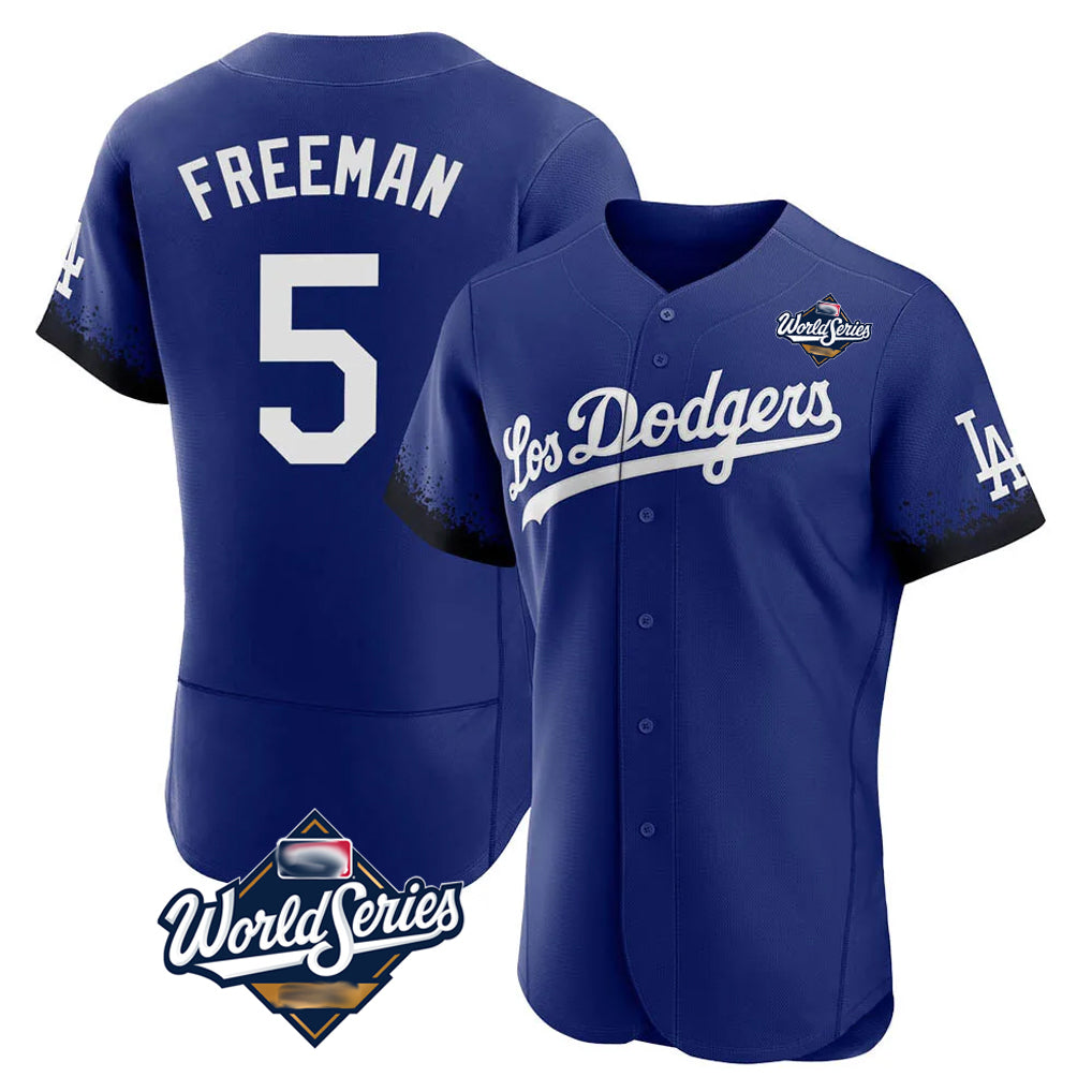 STECN LA.Dodgers #5 Freddie Freeman Player Royal World Series City Connect Elite Home Stitched Jerseys