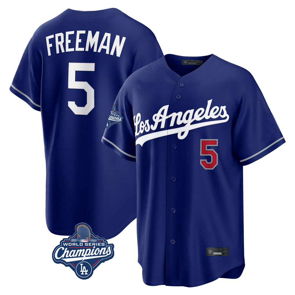 STECN LA.Dodgers #5 Freddie Freeman Player Royal World Series Meet Game Home Stitched Jerseys