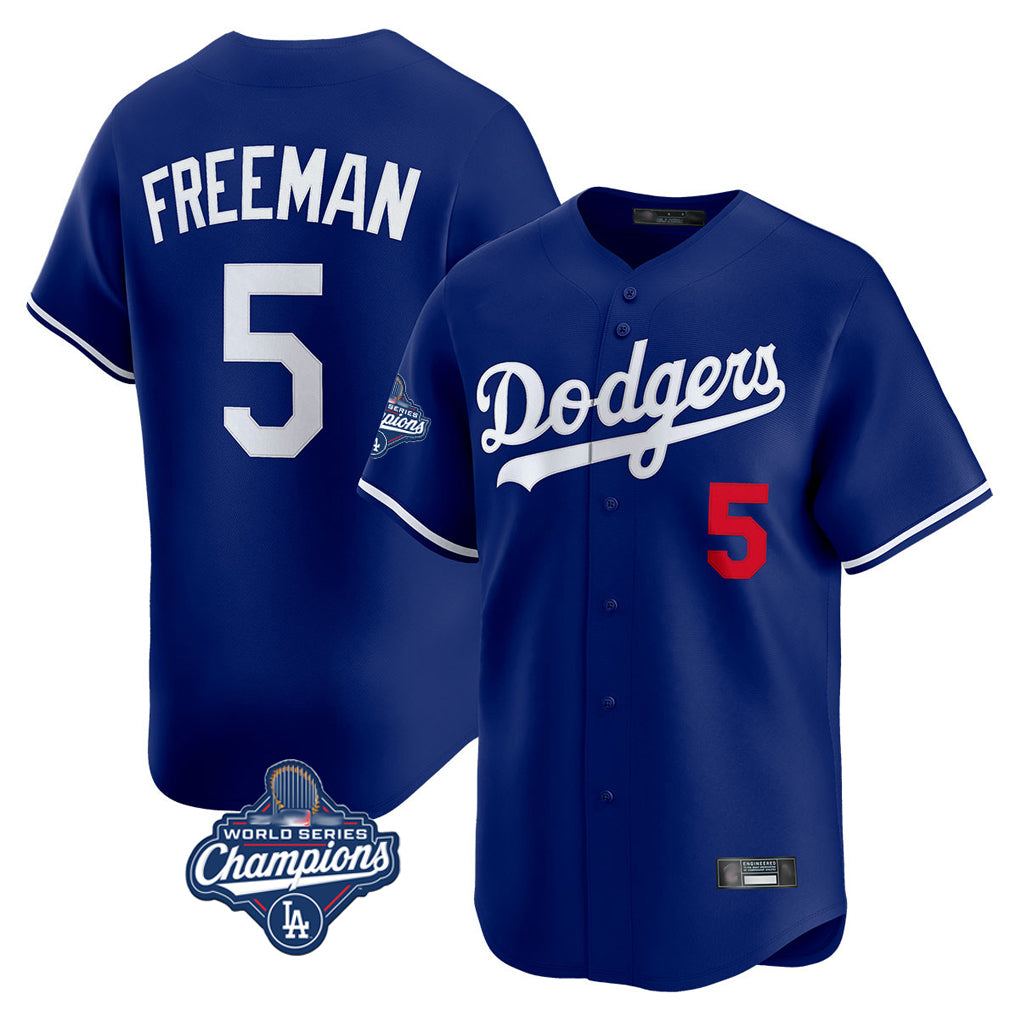 STECN LA.Dodgers #5 Freddie Freeman Player Royal World Series Meet Limited Home Stitched Jerseys