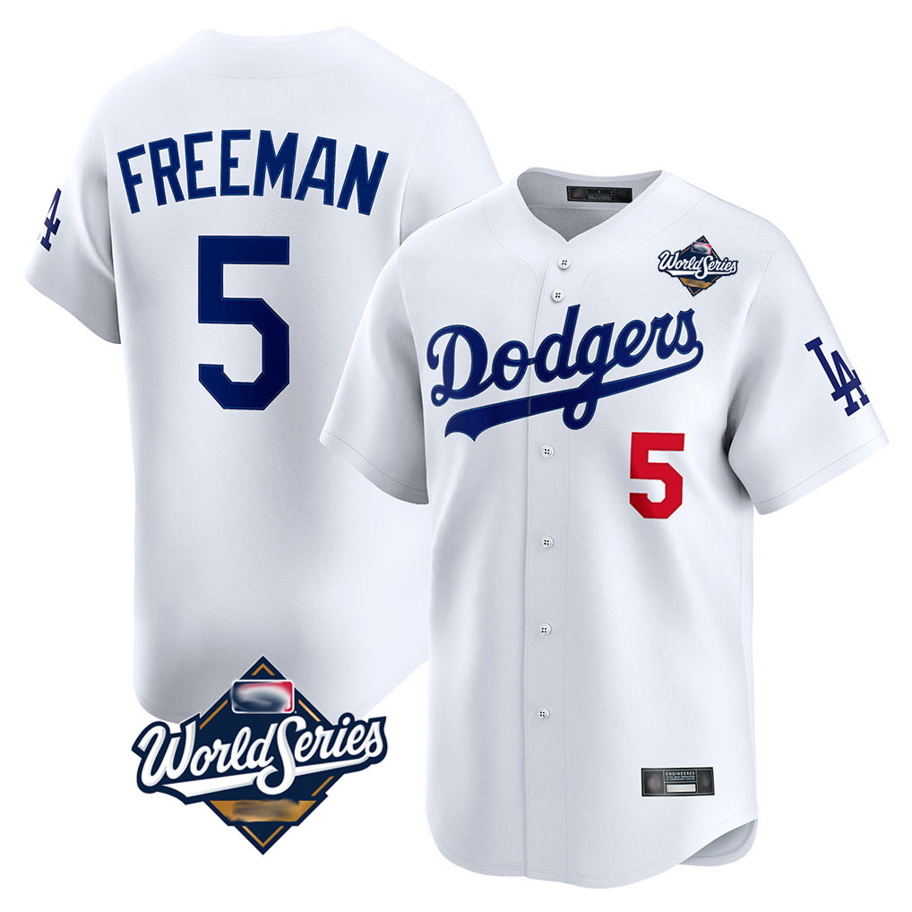STECN LA.Dodgers #5 Freddie Freeman Player White World Series Limited Home Stitched Jerseys