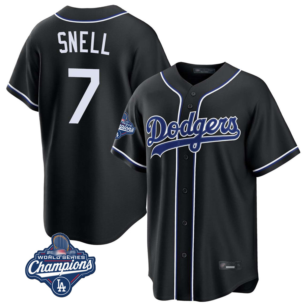STECN LA.Dodgers #7 Blake Snell Player Black Carbon Limited World Series Meet Home Stitched Jerseys