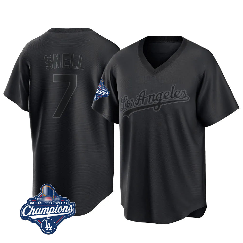 STECN LA.Dodgers #7 Blake Snell Player Black Pitch Fashion World Series Meet T-shirt Stitched Jerseys
