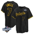 STECN LA.Dodgers #7 Blake Snell Player Black Snake Skin City Game Home World Series Stitched Jerseys