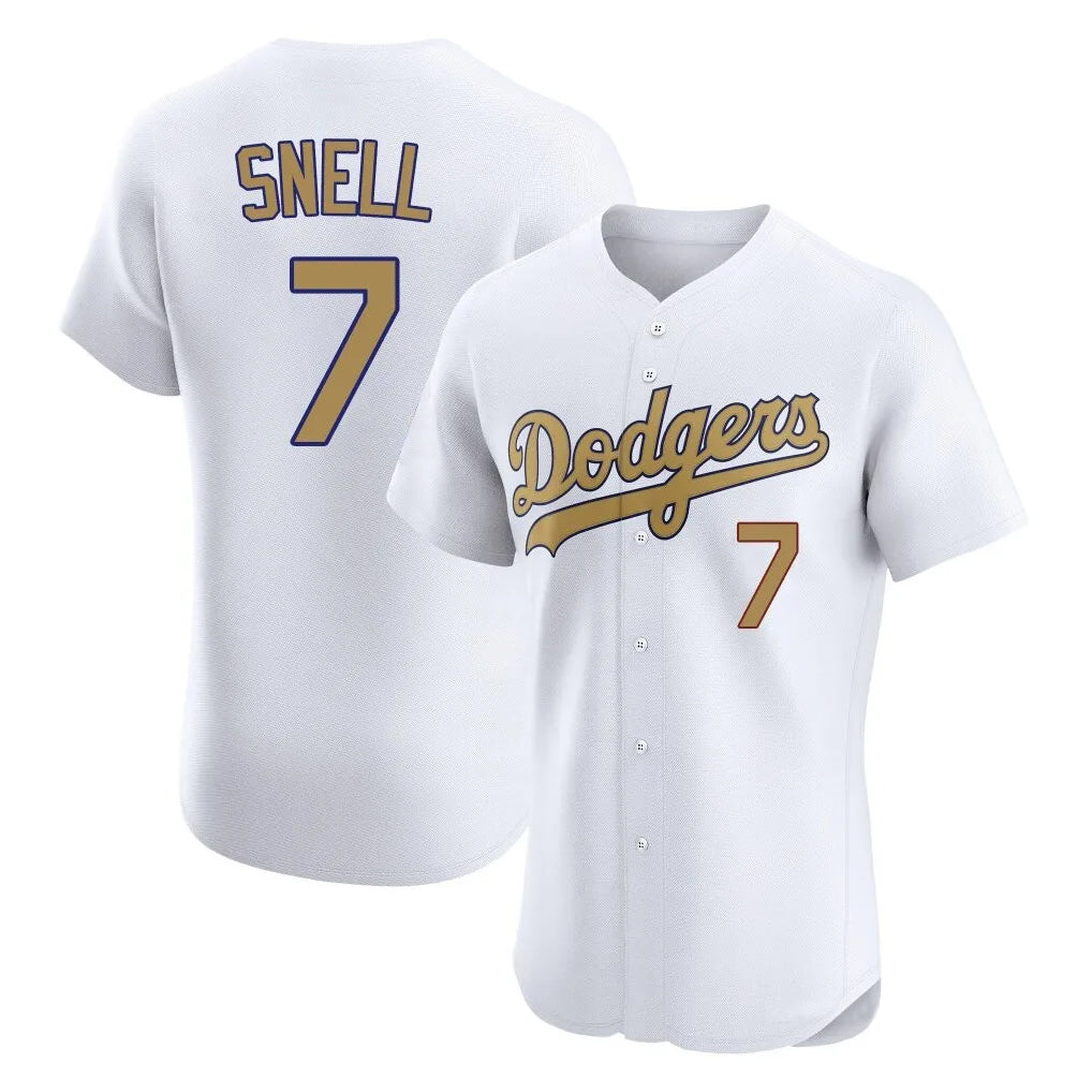 STECN LA.Dodgers #7 Blake Snell Player Gold Limited Elite Home Stitched Jerseys