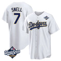 STECN LA.Dodgers #7 Blake Snell Player Gold White World Series Home Game Stitched Jerseys