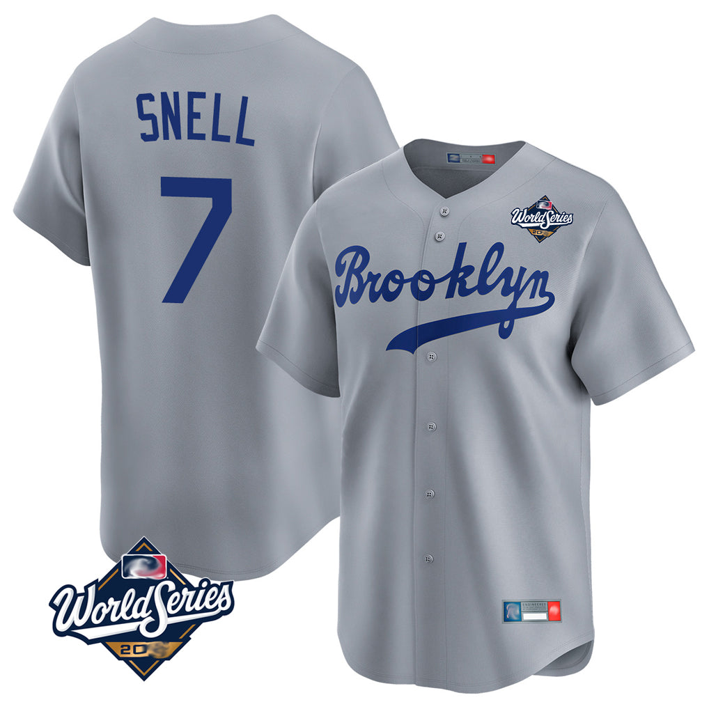 STECN LA.Dodgers #7 Blake Snell Player Gray Game Limited World Series Home Stitched Jerseys