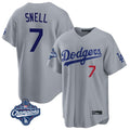 STECN LA.Dodgers #7 Blake Snell Player Gray Game World Series Meet Home Stitched Jerseys