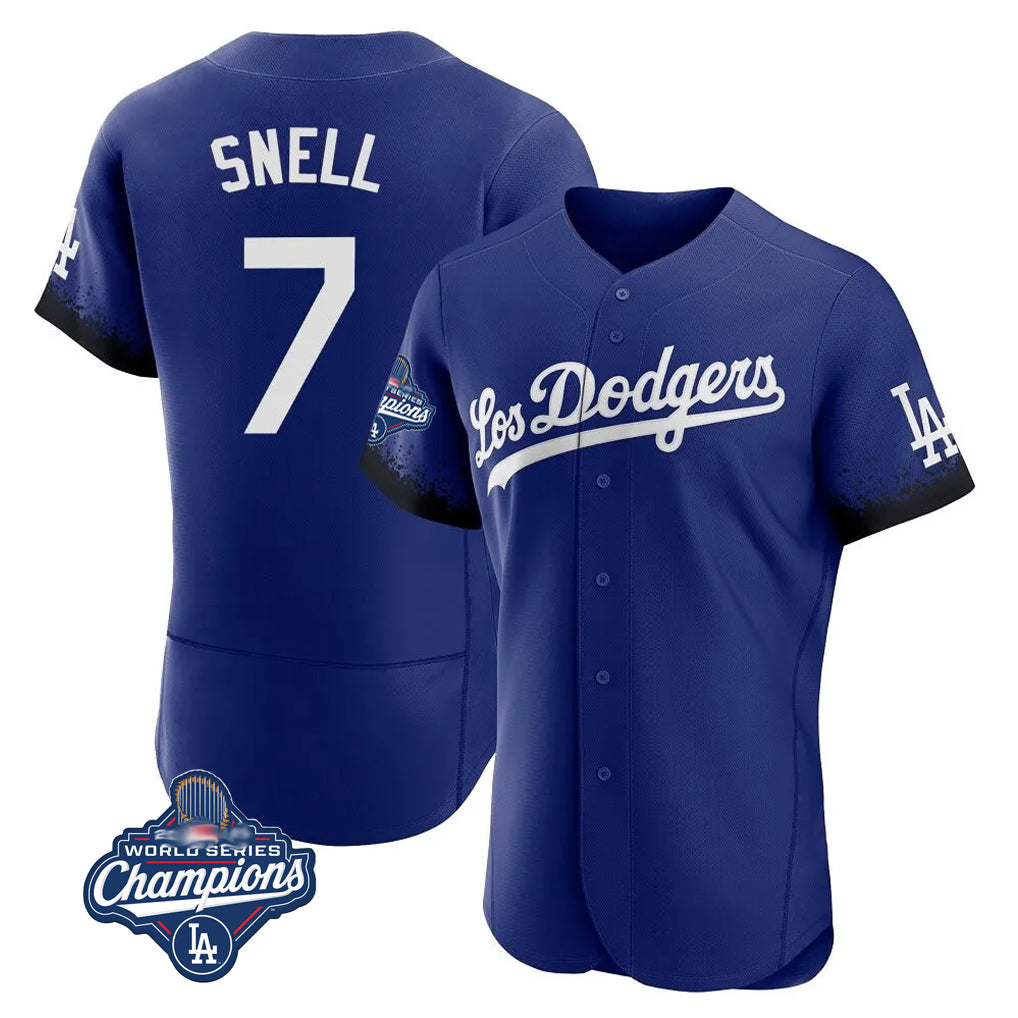 STECN LA.Dodgers #7 Blake Snell Player Royal City Connect Elite World Series Meet Home Stitched Jerseys