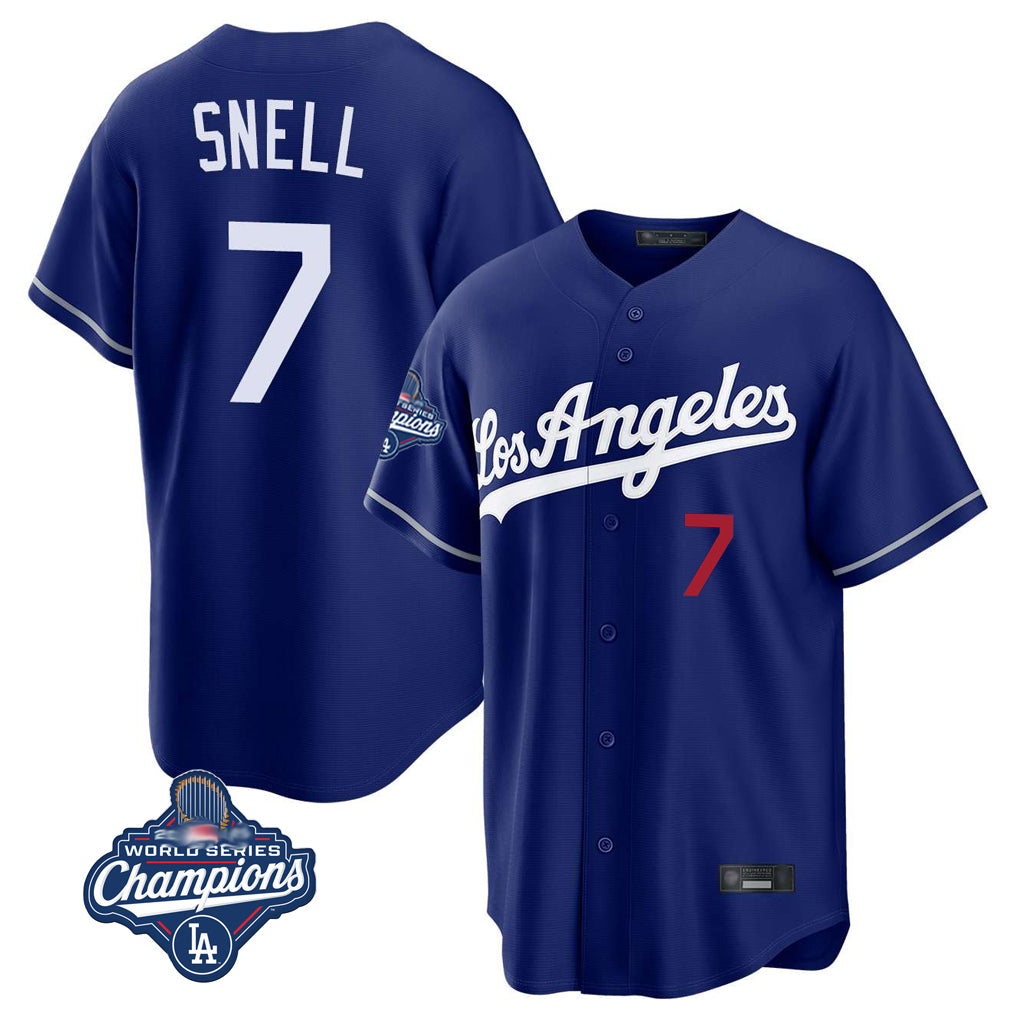 STECN LA.Dodgers #7 Blake Snell Player Royal Game World Series Meet Home Stitched Jerseys