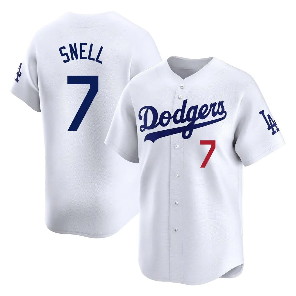 STECN LA.Dodgers #7 Blake Snell Player White Game Limited Home Stitched Jerseys