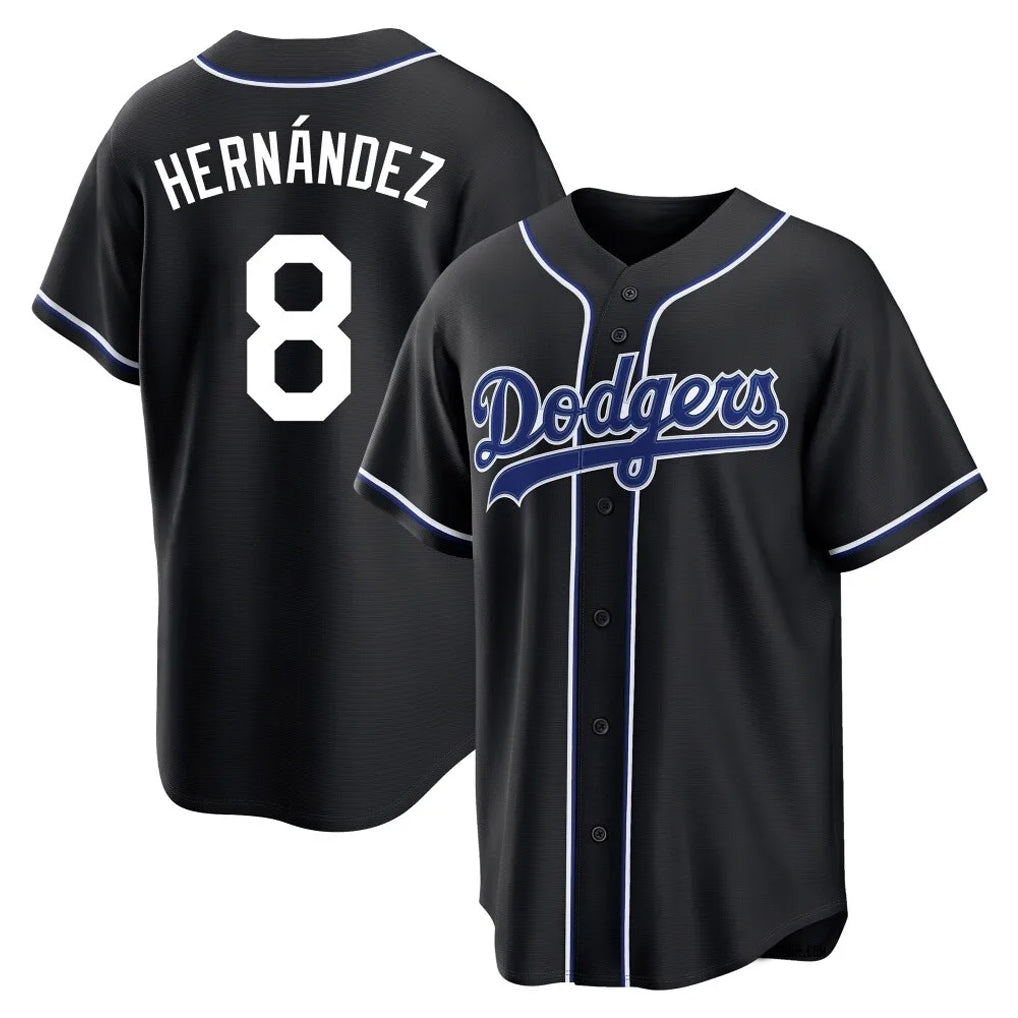 STECN LA.Dodgers #8 Enrique Hern?¡ì?¨¦ndez Player Black Carbon Limited Home Stitched Jerseys