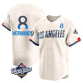 STECN LA.Dodgers #8 Enrique Hern?¡ì?¨¦ndez Player Cream World Series City Connect Limited Home Stitched Jerseys