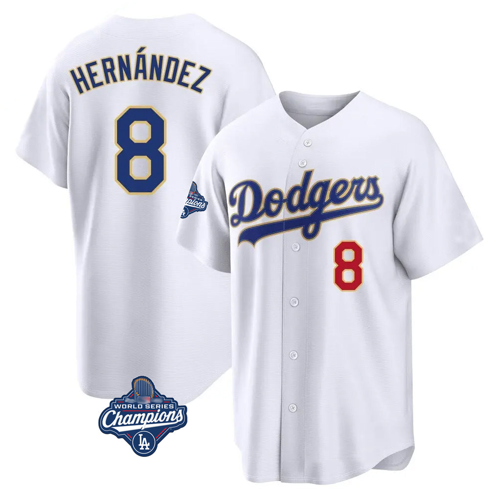 STECN LA.Dodgers #8 Enrique Hern?¡ì?¨¦ndez Player Gold White World Series Meet 2026 Collection Stadium Limited Stitched Jerseys