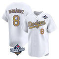 STECN LA.Dodgers #8 Enrique Hern?¡ì?¨¦ndez Player Gold World Series Collection Limited Home Stitched Jerseys