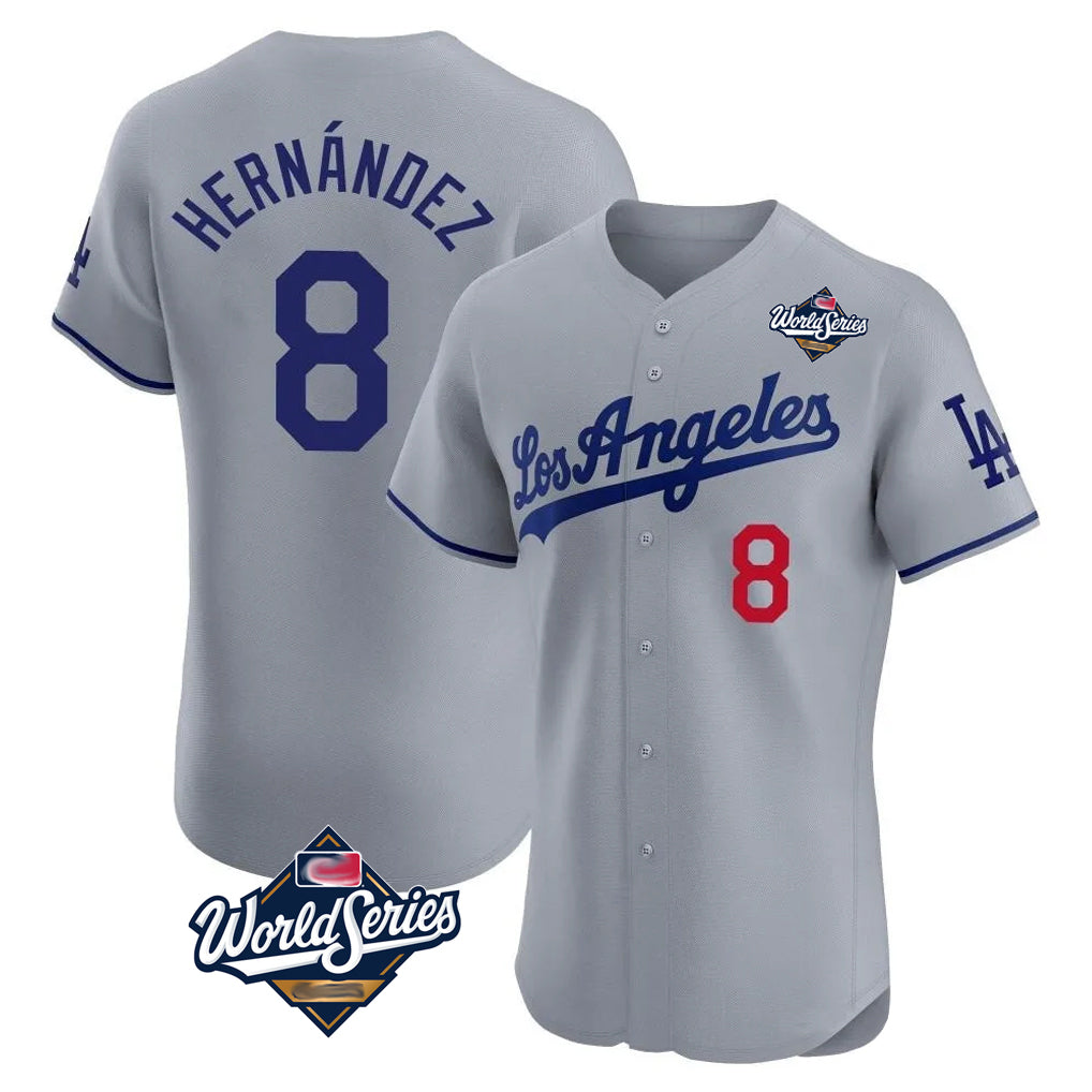 STECN LA.Dodgers #8 Enrique Hern?¡ì?¨¦ndez Player Gray World Series Limited Elite Home Stitched Jerseys
