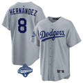 STECN LA.Dodgers #8 Enrique Hern?¡ì?¨¦ndez Player Gray World Series Meet Game Stitched Jerseys