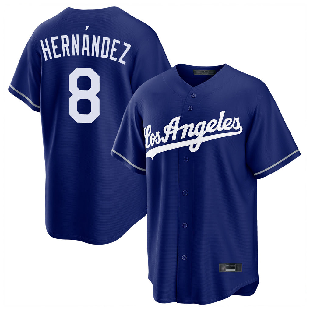 STECN LA.Dodgers #8 Enrique Hern?¡ì?¨¦ndez Player Royal Game Stitched Jerseys
