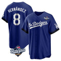 STECN LA.Dodgers #8 Enrique Hern?¡ì?¨¦ndez Player Royal World Series City Connect Home Game Stitched Jerseys