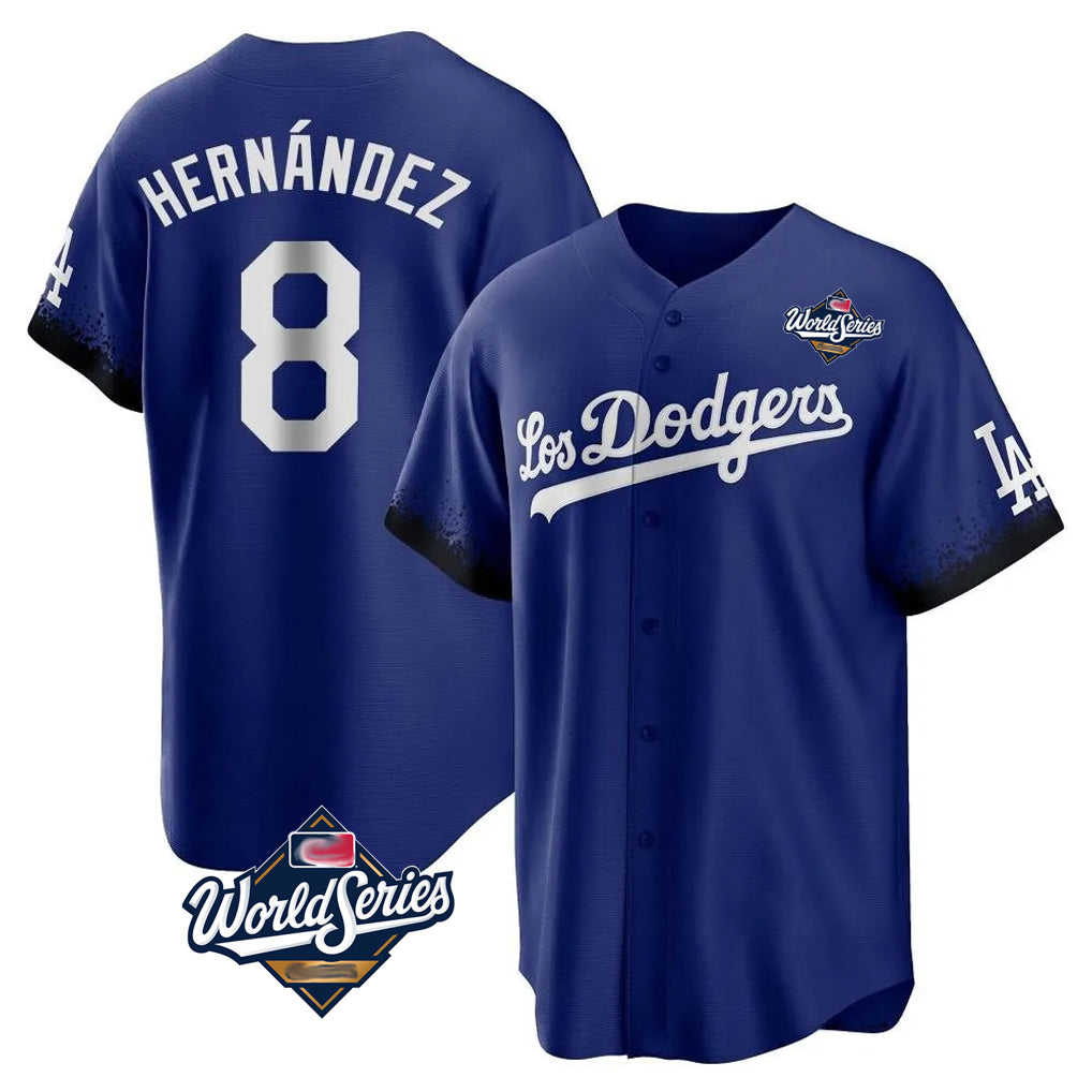 STECN LA.Dodgers #8 Enrique Hern?¡ì?¨¦ndez Player Royal World Series City Connect Home Game Stitched Jerseys