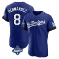 STECN LA.Dodgers #8 Enrique Hern?¡ì?¨¦ndez Player Royal World Series Meet City Connect Elite Home Stitched Jerseys