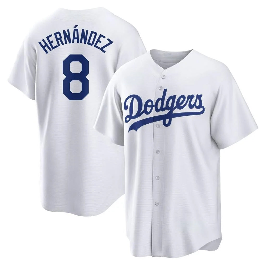 STECN LA.Dodgers #8 Enrique Hern?¡ì?¨¦ndez Player White Game Home Stitched Jerseys