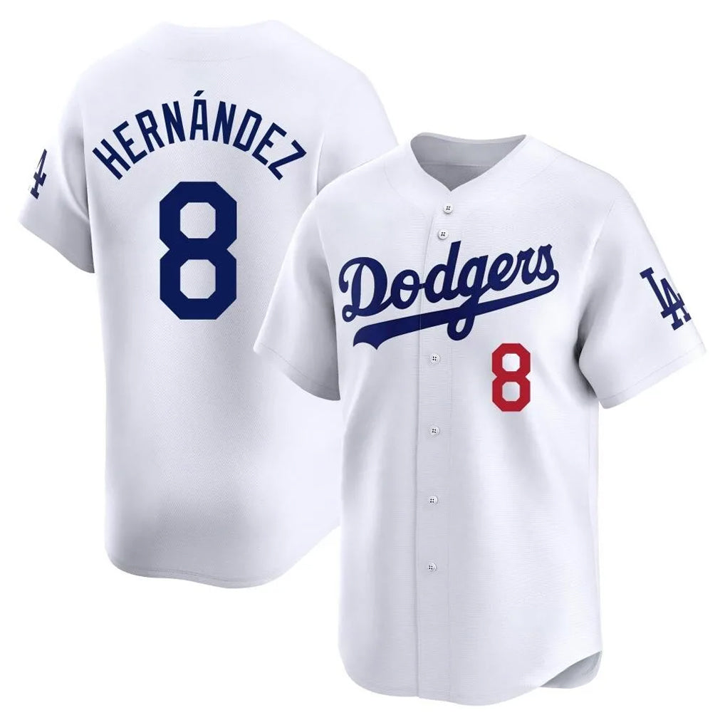 STECN LA.Dodgers #8 Enrique Hern?¡ì?¨¦ndez Player White Limited Home Stitched Jerseys