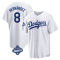 STECN LA.Dodgers #8 Enrique Hern?¡ì?¨¦ndez Player White World Series Meet Game Home Stitched Jerseys