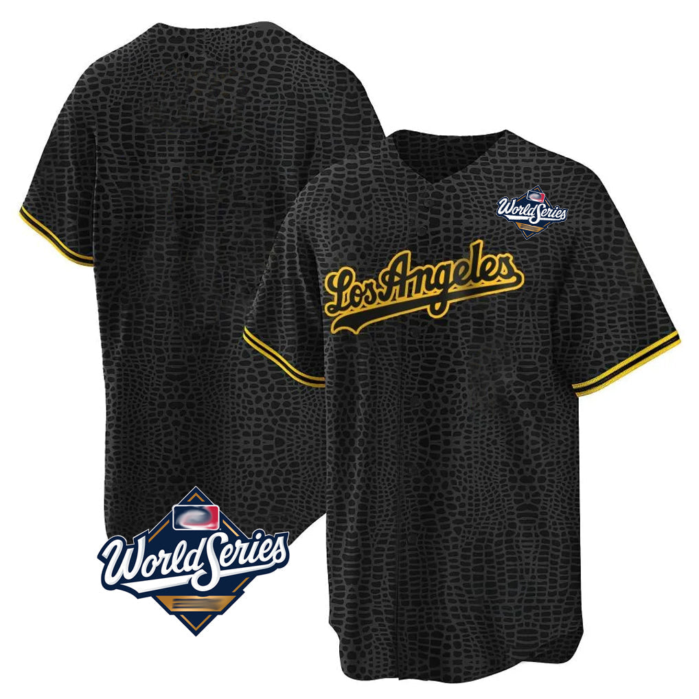 STECN LA.Dodgers Blank Player Black Gold Limited Home World Series Stitched Jerseys