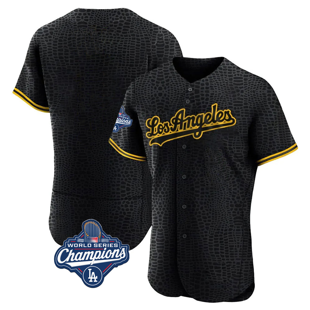 STECN LA.Dodgers Blank Player Black Snake Skin City Limited Elite Home World Series Meet Stitched Jerseys
