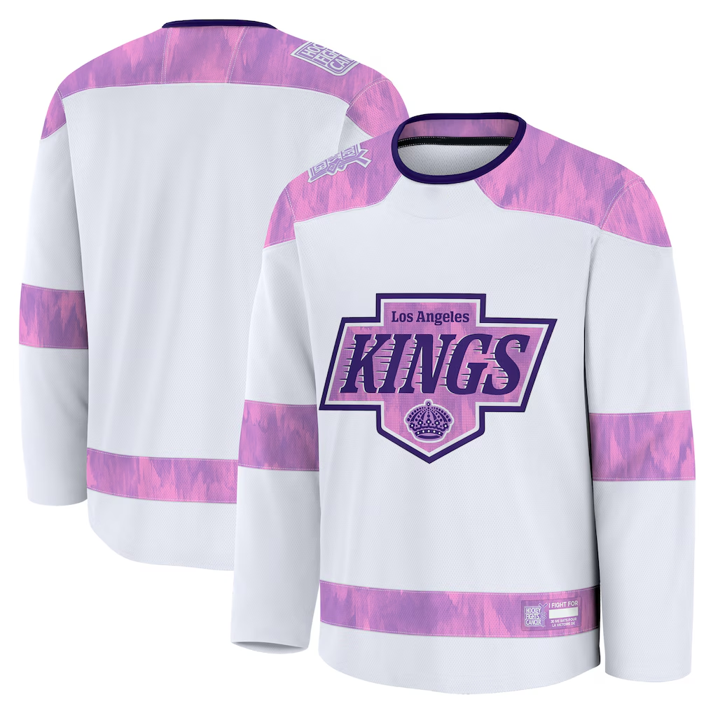 STECN LA.Kings White 2024 Hockey Fights Cancer Practice Jerseys
