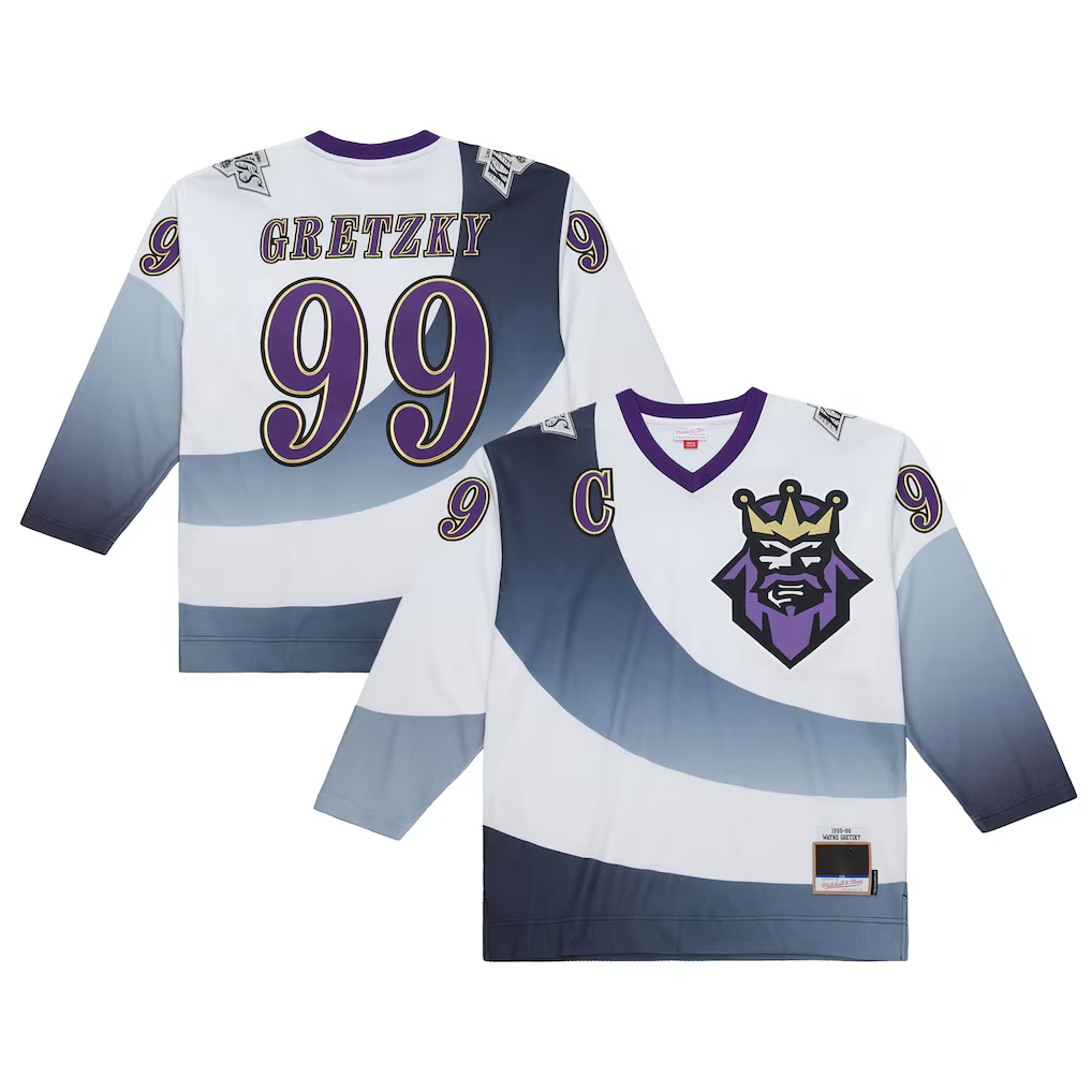 STECN LA.Kings #99 Wayne Gretzky Mitchell & Ness White 1995-96 Power Play Jerseys