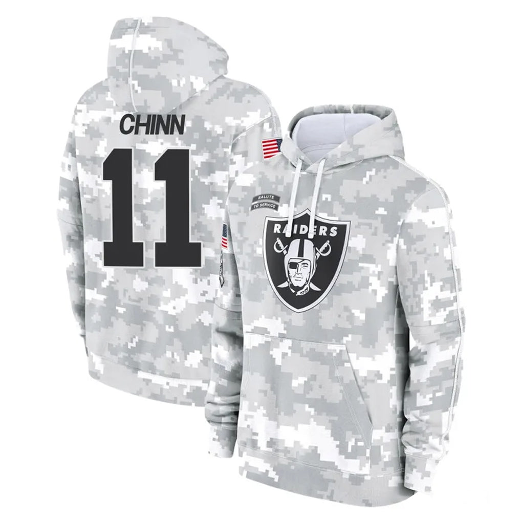 STECN LV.Raiders #11 Jeremy Chinn Player Arctic Camo Salute to Service Hoodies Limited Game Stitched Jerseys