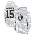 STECN LV.Raiders #15 Fernando Mendoza Player Arctic Camo Salute to Service Hoodies Limited Game Stitched Jerseys