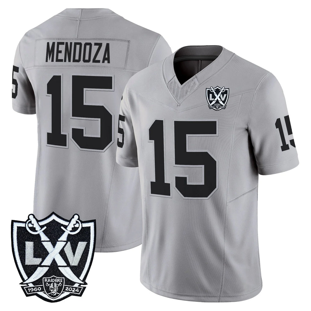 STECN LV.Raiders #15 Fernando Mendoza Player Gray 2026 Vapor Limited Home Game Stitched Jerseys