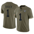 STECN LV.Raiders #1 Tre Tucker Player Olive Salute To Service Limited Stitched Jerseys