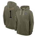 STECN LV.Raiders #1 Tre Tucker Player Olive Salute to Service Pullover Hoodies Limited Stitched Jerseys