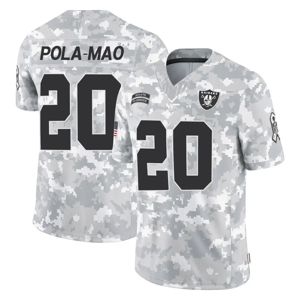 STECN LV.Raiders #20 Isaiah Pola-Mao Player Arctic Camo Salute To Service Limited Game Stitched Jerseys