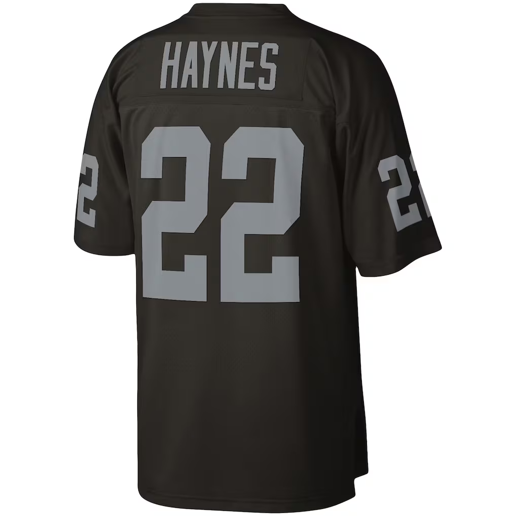STECN LV.Raiders #22 Mike Haynes Mitchell & Ness Black Legacy Replica Jersey
