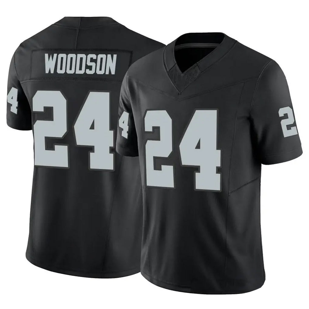 STECN LV.Raiders #24 Charles Woodson Player Black Vapor F.U.S.E Limited Stitched Jerseys